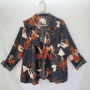 14th & Union black linear desert floral blazer